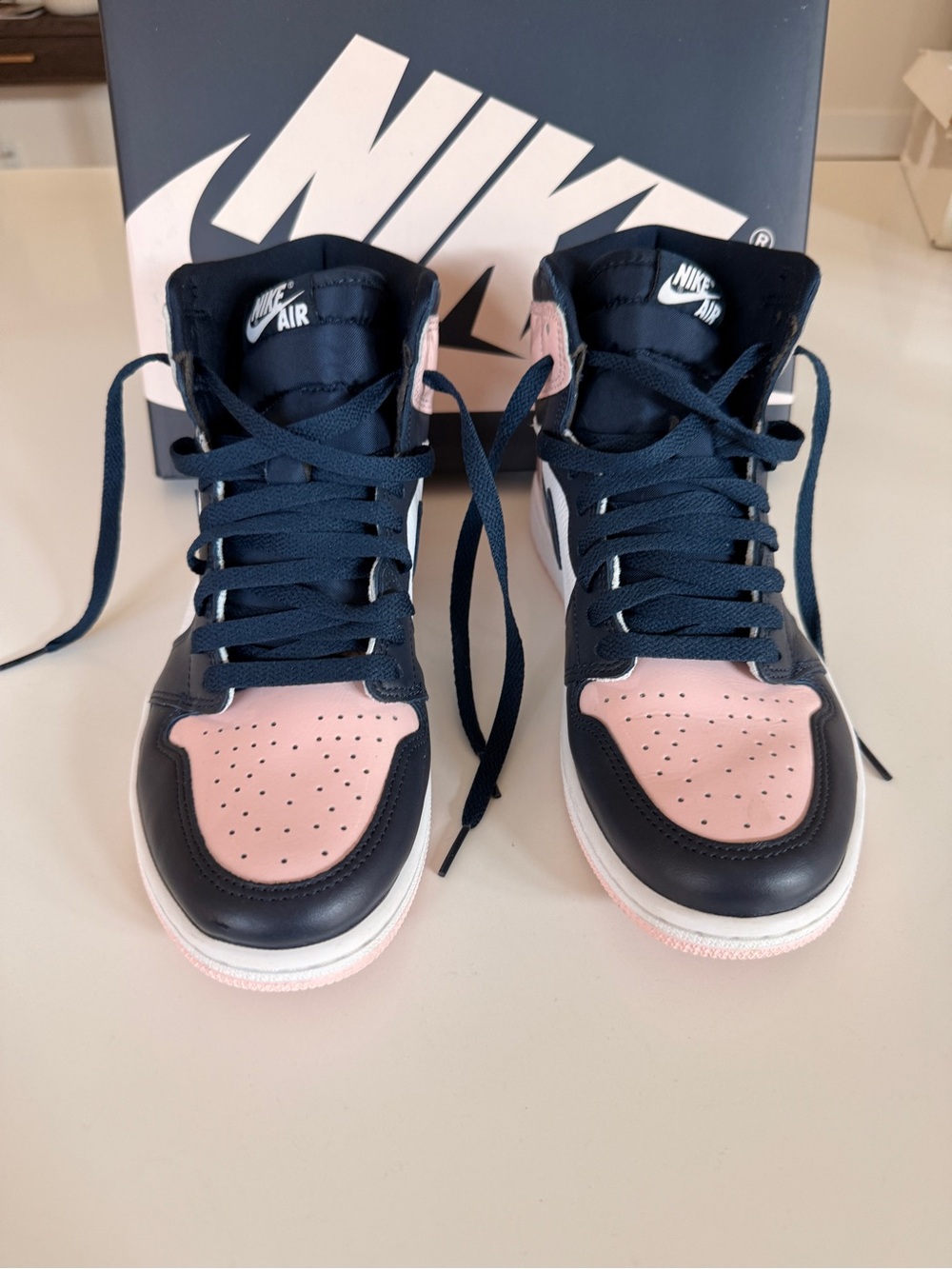 Nike Women’s High-Top Sneakers - Navy & Pink